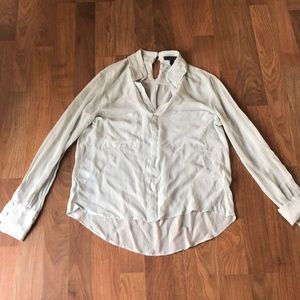 BCBGMAXAZRIA LIGHT BLUE SHEER BLOUSE